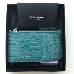 YSL Fragment Card Case (crocodile embossed)
